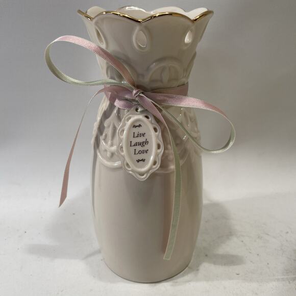 Lenox Love Notes Loved Bud Ceramic Vase with Charm 7 1/2” Tall - Picture 10 of 10